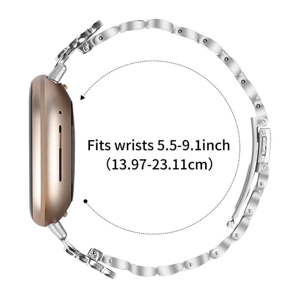 Kløver Rustfrit Stål Urrem kompatibel med Fitbit Versa 4/Versa 3/Sense 2, Elegant Design