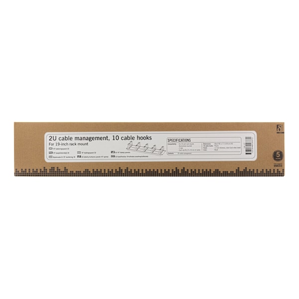 19" cable management, metal/plastic, 10 loops feedthrough
