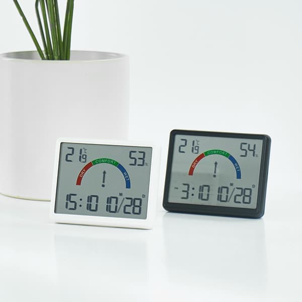 Väggmonterad digital klocka med LCD-display, temperatur, alarm och tyst läge för sovrum och arbetsrum Black Black