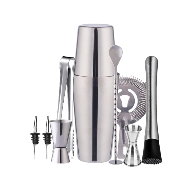 INF 10 delar cocktailset, barset, shaker 750 ml - Rostfritt stål Silver