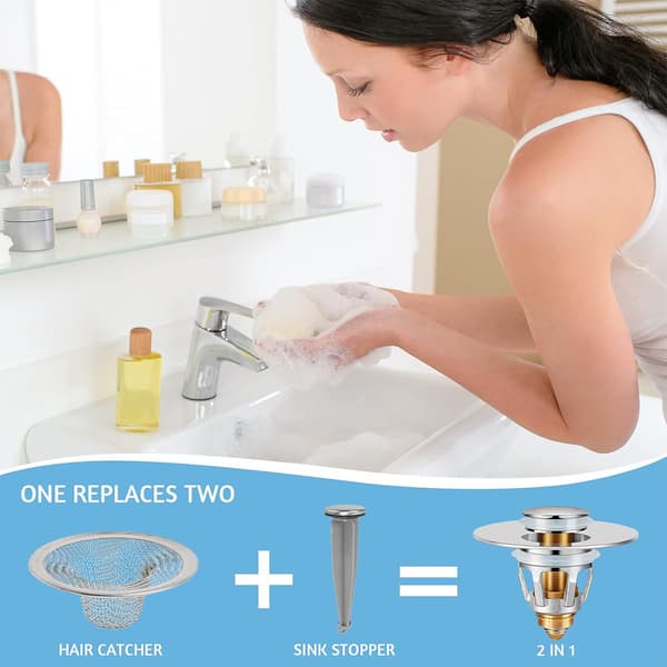 Badrumsvaskpropp, Pop Up avloppspropp, Handfatavloppssil 2 st Silver Silver