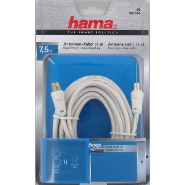 Kabel Antenn 75dB Vit 7.5m