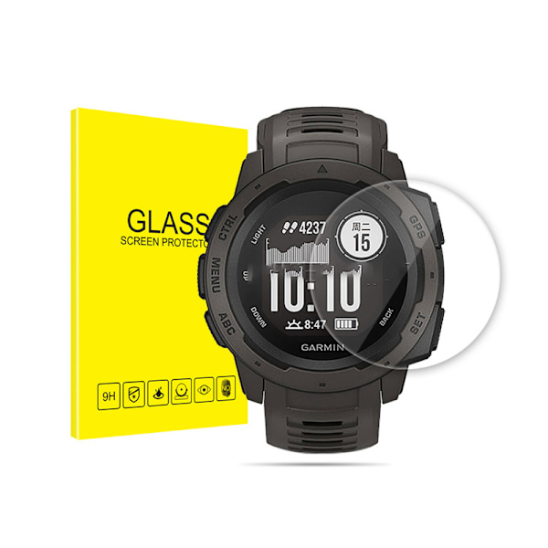 Garmin Instinct 2/2S näytönsuoja (2 kpl) - karkaistu lasi, naarmuuntumaton