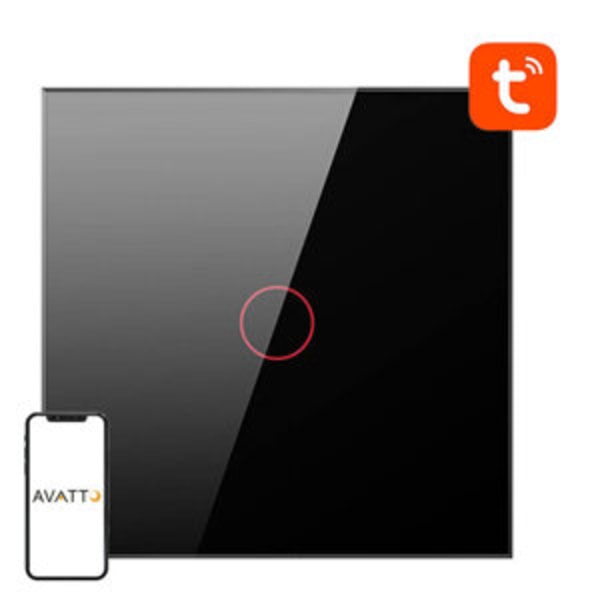 Älykäs valokytkin ZigBee Avatto LZTS02-EU-B1 1-suuntainen ei neutraali TUYA (musta)