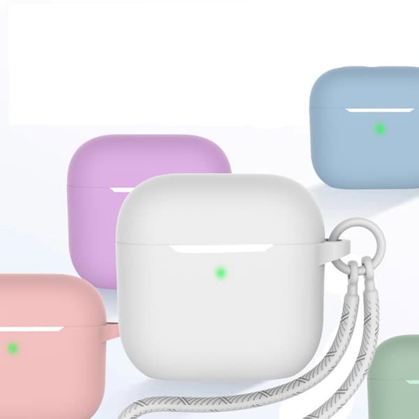 White Silicone Protective Case with Hand Strap kompatibelt med AirPods 3rd Generation