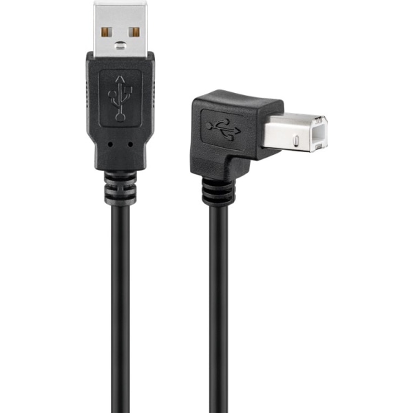 USB 2.0 höghastighetskabel, 90°, svart
