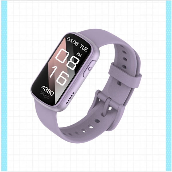 Smartwatch med EKG, puls- og blodtryksmåler, søvnmåler, skridttæller Lilla
