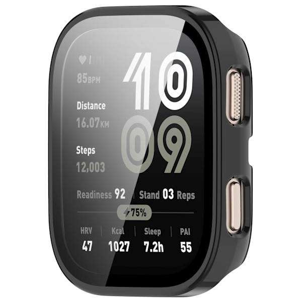 Kirkas PC-kotelo karkaistulla kalvolla Amazfit BIP 6:lle Musta