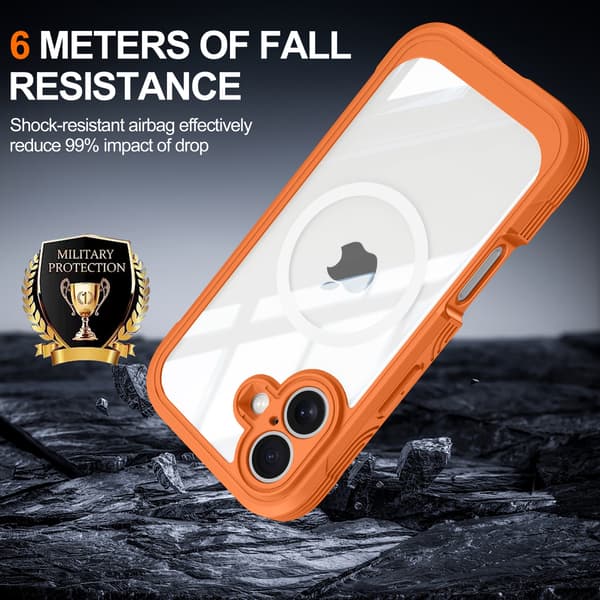 Orange 9H Härdat Glas Stötsäkert Skal Kompatibelt med iPhone 17