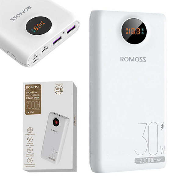 Powerbank Romoss SW20S Pro 20000mAh, 30W (vit)