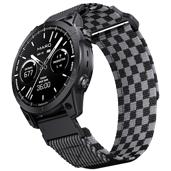 Garmin Fenix 8 Nylon Vævet Rem - Sort Grå 22 mm