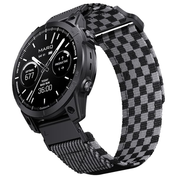 Garmin Fenix 8 Nylon Vævet Rem - Sort Grå 22 mm 22 mm