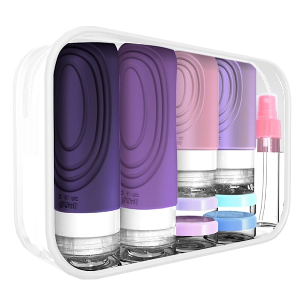 Matkakokoinen silikoninen hygieniatuotesetti - 17 osaa Violetti