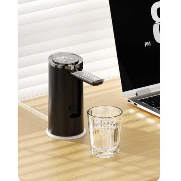 Smart trådlös elektrisk vattenpump – USB-uppladdbar bärbar vattendispenser med vikbar pip, justerbart flöde och digital display Black Black