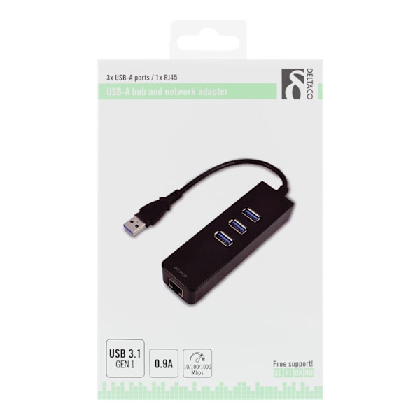 Network adapter 1xGbitRJ45 1xUSB3 A ma 3x USB3 fe black