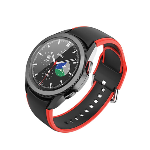 Samsung Watch 4/5 Tofarvet Silikone Urrem - Sort/Rød - 20mm