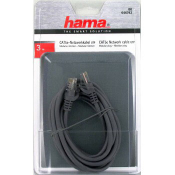 HAMA Kabel Nätverk CAT5e UTP Grå 3m