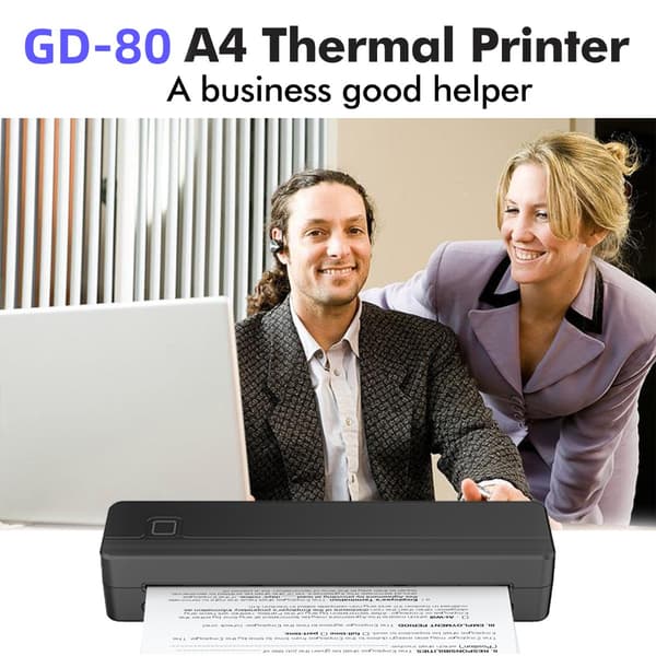 A4 termisk mini-printer med Bluetooth, blækfri udskrivning, kompakt format og understøttelse af iOS, Android, Windows og macOS White White