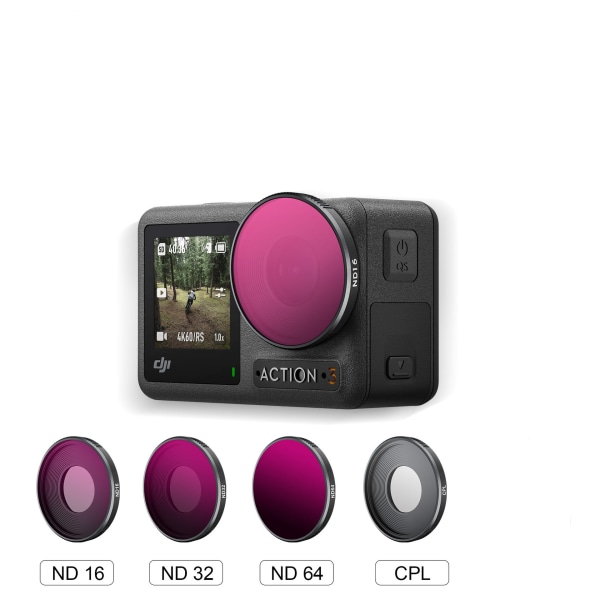 ND16/ND32/ND64/CPL linsfilter för DJI Action 3 Sports Camera 4-p