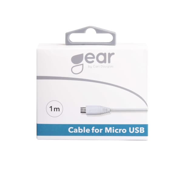 Rundt ladekabel MicroUSB til USB-A 1m Hvid