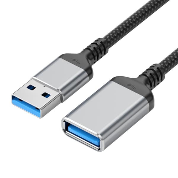 USB 3.0 A Han til A Hun Forlængerkabel - Gråt Nylonflettet Datakabel for Hurtig Dataoverførsel og Forlænget Rækkevidde (1/2 Meter) 2 m 2 m