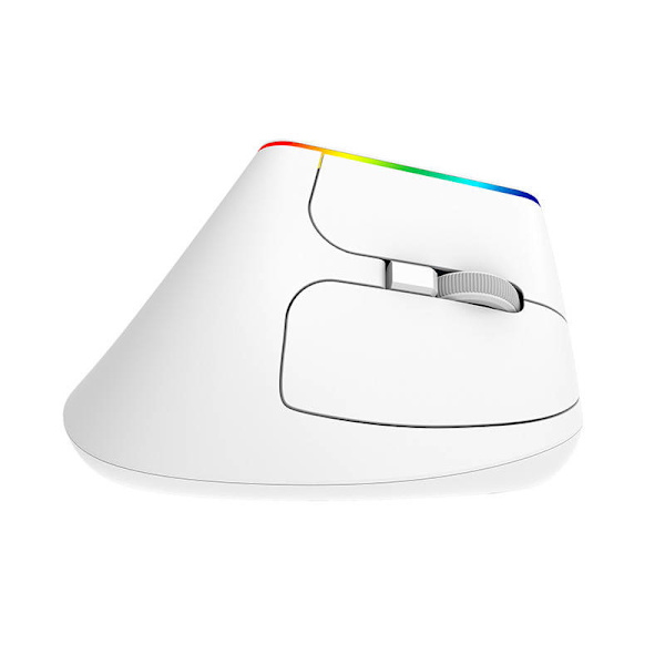 Trådlös vertikal mus Delux M618C 2.4G 1600DPI RGB (vit)
