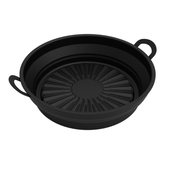 Kokoontaitettava pyöreä silikonikulho Air Fryerille Musta 21.6 c Musta 21.6 cm