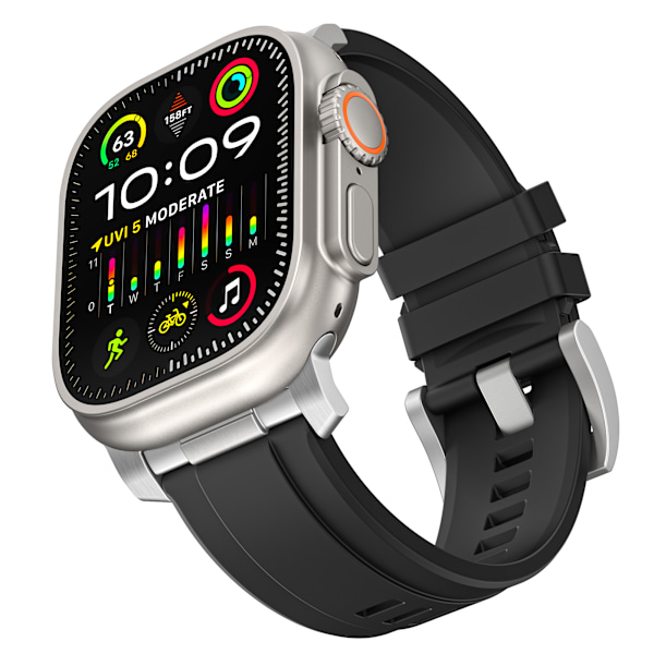 Orange silikone urrem til Apple Watch (sølvstik) Sort