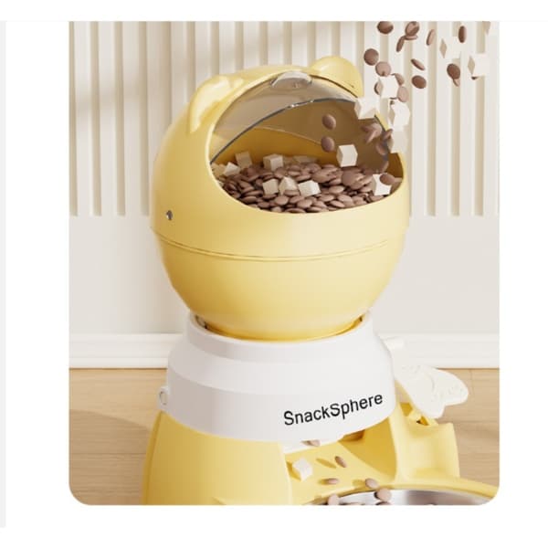 Automatisk foderautomat og puslespilsfoder til katte og små til mellemstore hunde, stor topfyldt tæt beholder, to tilstande, vaskbar Yellow Yellow