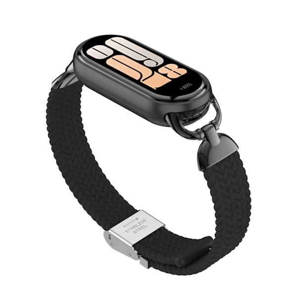 Stilfuld flettet spænderem til Xiaomi Mi Band 9/10 Sort