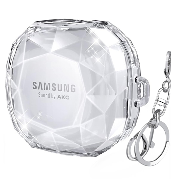 Diamond Pattern Skyddsfodral för Galaxy Buds Live/2/Pro/FE Svart Transparent
