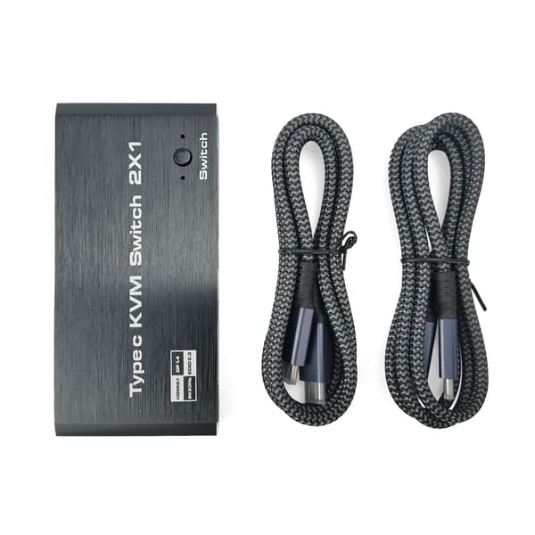 2 ind 1 ud USB-C KVM-switch 8K@60Hz 4K@120Hz 2-ports USB-C-switch