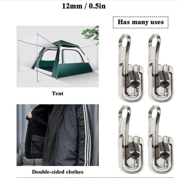 Double Sided Zipper Puller 5# Zipper Replacement 10pcs Silver Silver