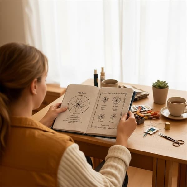 90-Delars DIY Broderikit med Stygnbok - Komplett Handsömnadsstartkit