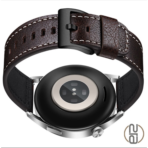 Rem i ægte læder til Samsung Galaxy Watch 4 Kaffe+sort 24 mm