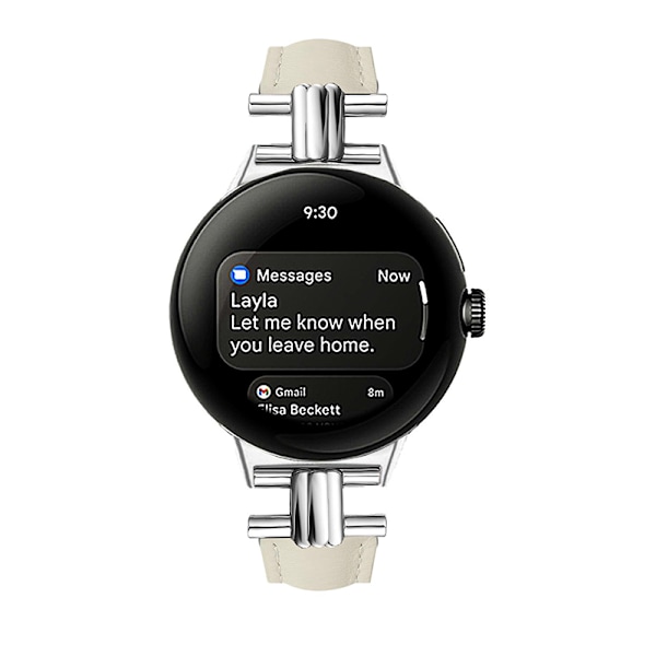 Armband i äkta Läder för Google Pixel Watch 3 Beige 45 mm