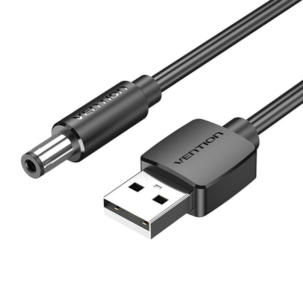 Virtakaapeli USB 2.0 - DC 5,5 mm piippujakki 5 V tuuletus CEYBF 1 m (musta)