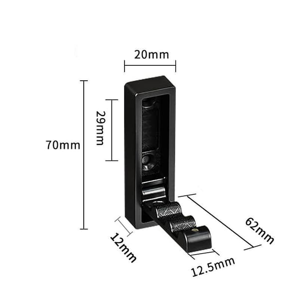 Foldbar firkantet krog - mat sort - 2 pakke