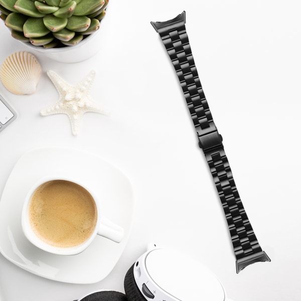 20 mm ruostumattomasta teräksestä valmistettu kellohihna Google Musta