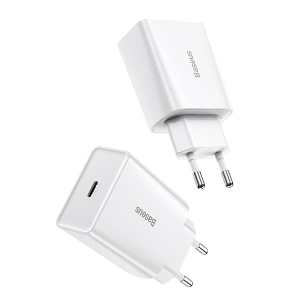 Baseus Speed Mini snabbladdare, USB-C, PD, 3A, 20W (vit)