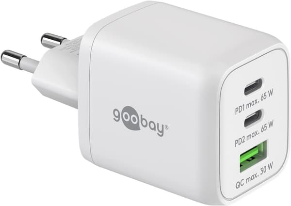 USB-C™ PD GaN multiport snabbladdare Nano (65 W) vit