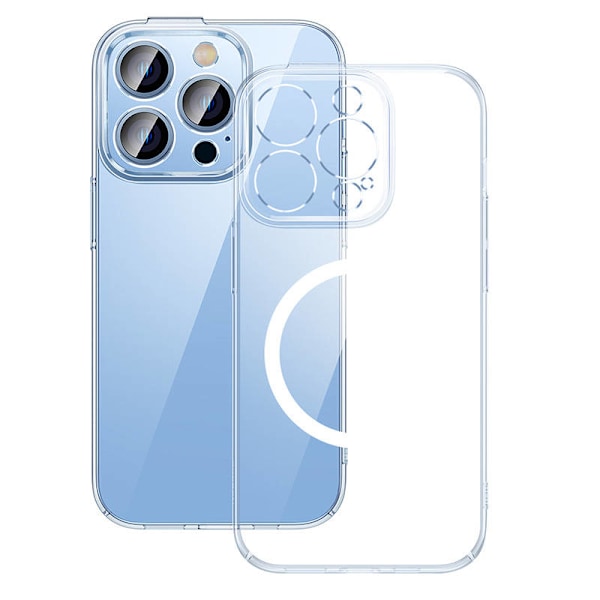 Baseus Crystal läpinäkyvä magneettikotelo ja karkaistu lasisetti iPhone 14 Pro Maxille