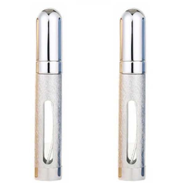 Mini påfyllbar parfym sprayflaska glasflaska 12 ml 2-pack Silver