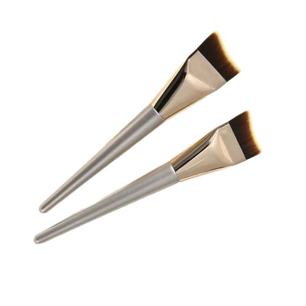 fishtail foundation brush 2-pack gold curved synthetic bristle brushes for seamless liquid & cream application