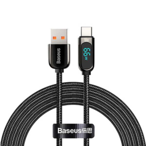 Baseus Displaykabel USB till Type-C, 66W, 2m (svart)