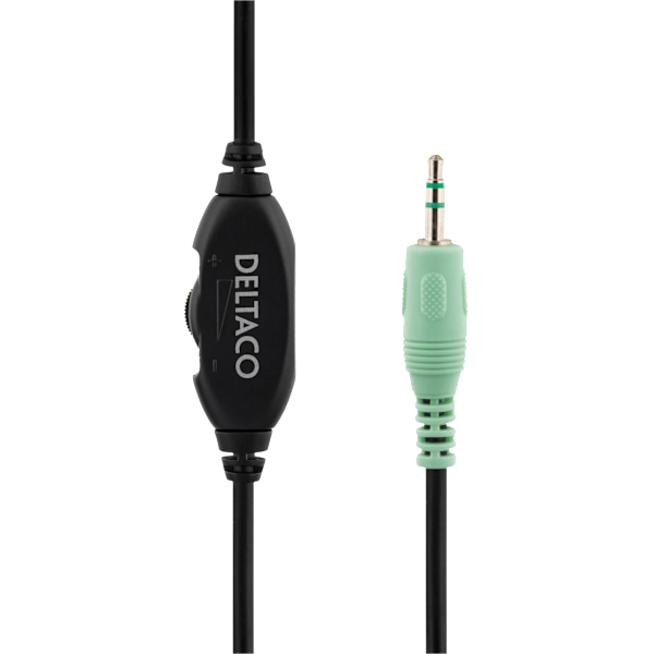 Headphones with volume control, 2.2m cable, black