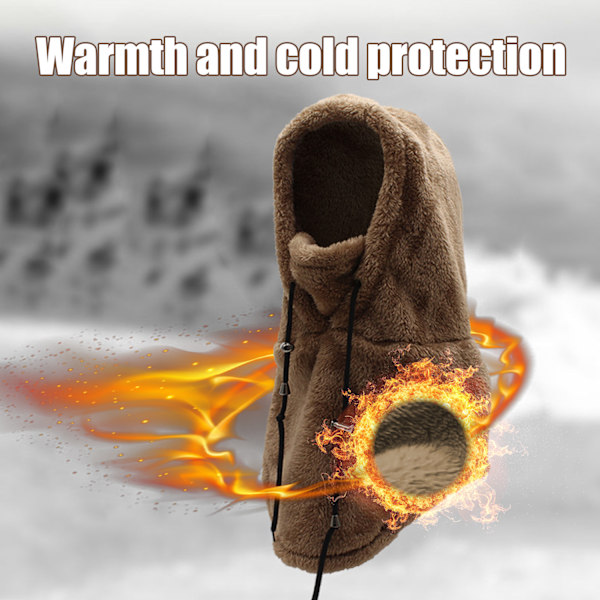 Balaclava-huppu kasvojen ja kaulan lämmittimellä Tumman ruskea