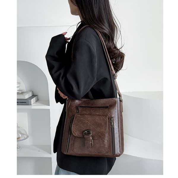Stilfuld PU-læder crossbody-taske til kvinder coffee coffee