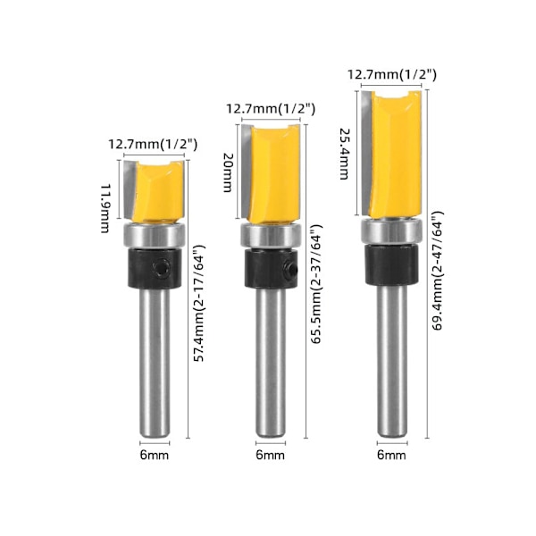 Träsvarvsfräsarset, 3 delar (11+20+25 mm)
