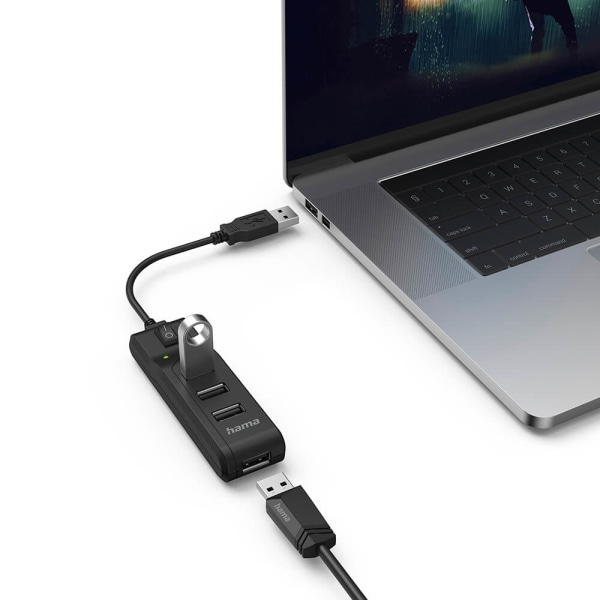 Hub USB-A 2.0 Switch 4x Portar 480 Mbit/s Svart